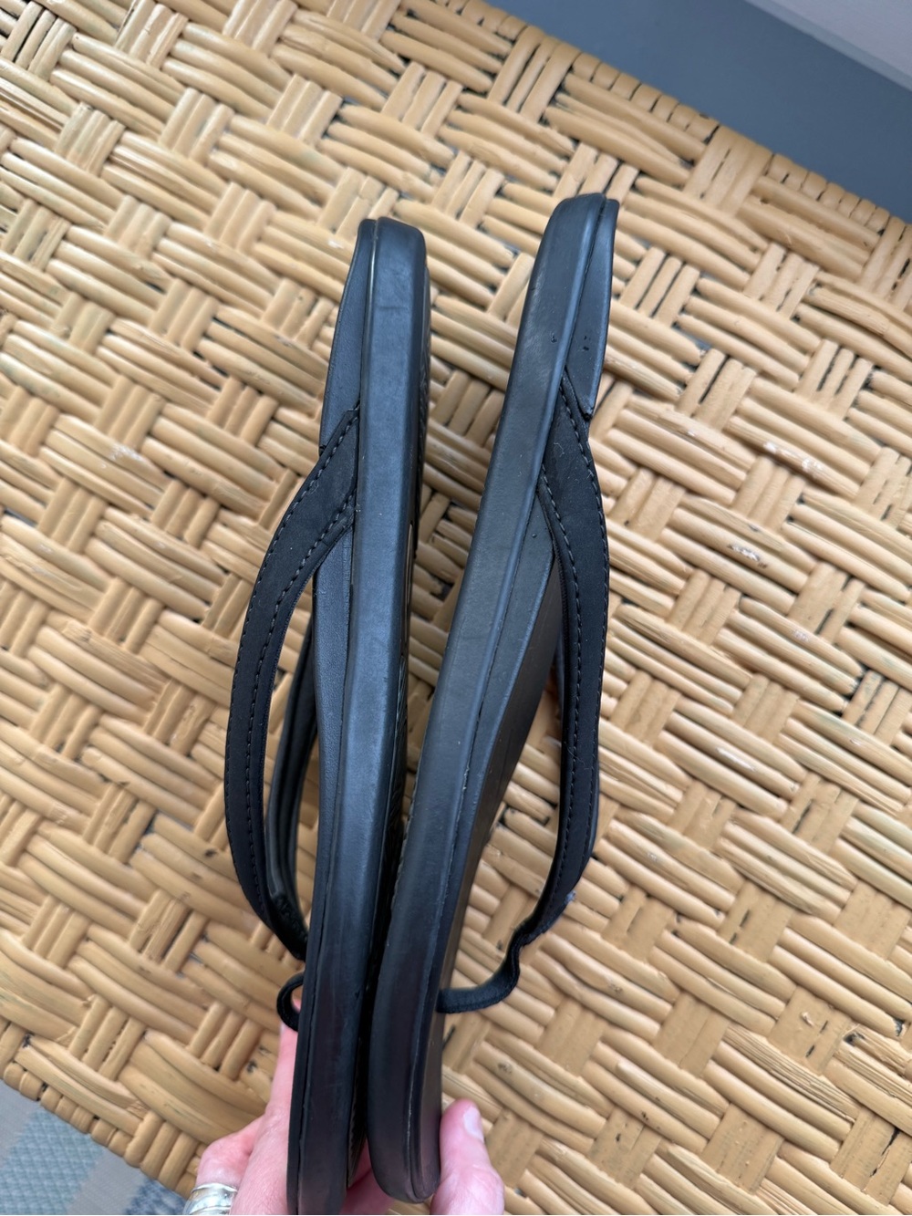 Olukai Black Comfort Flip Flops - Picture 2 of 5